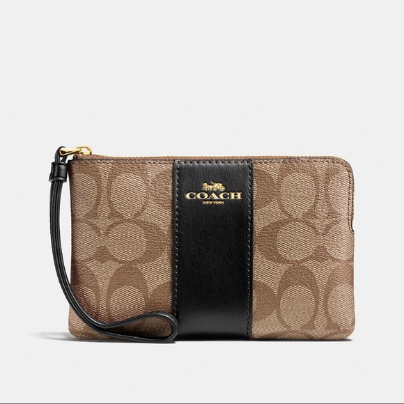 *NEW* COACH Corner Zip Wristlet In Signature Canvas - Picture 1 of 6